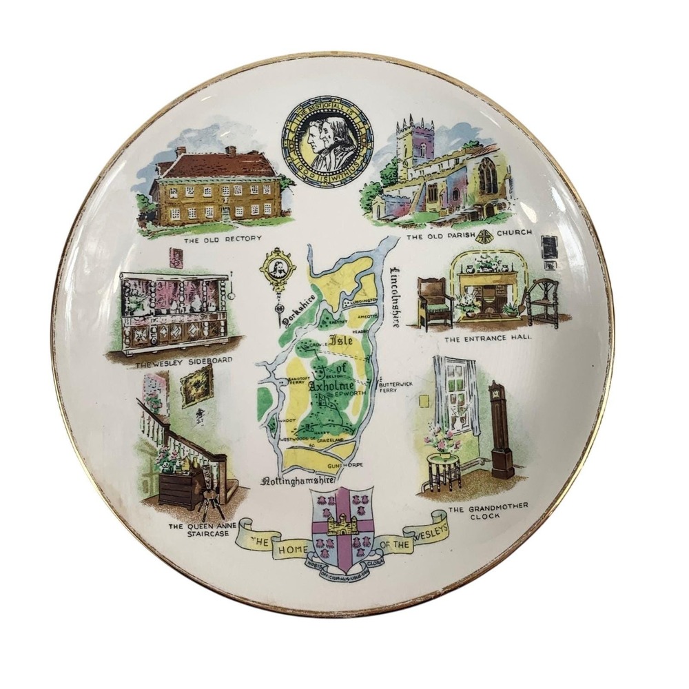 Royal Winton Potteries Home of the Wesleys England Collector 8" Plate Gold Trim - Picture 5 of 8